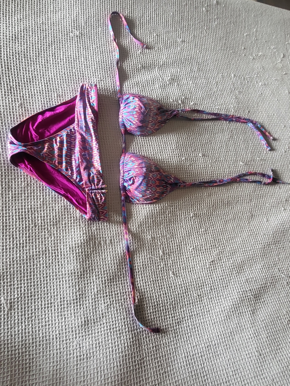 Patterned Pink & Purple Two-Piece Bikini Set
